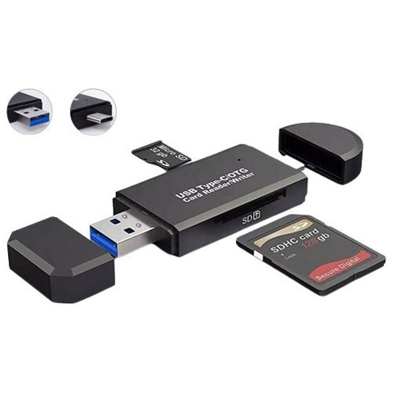 GENERICO - Lector 3 en 1 USB C y A para tarjetas Micro SD y TF