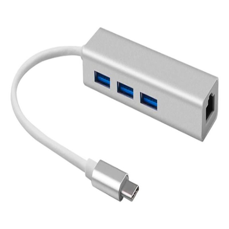 GENERICO - Adaptador USB C a RJ45 y 3 Puertos USB para Conexión Rápida