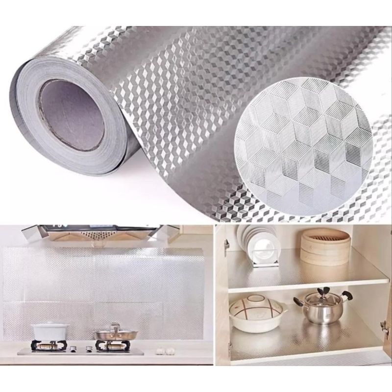 GENERICO - Papel Adhesivo de Aluminio Impermeable para Cocinas y Muebles