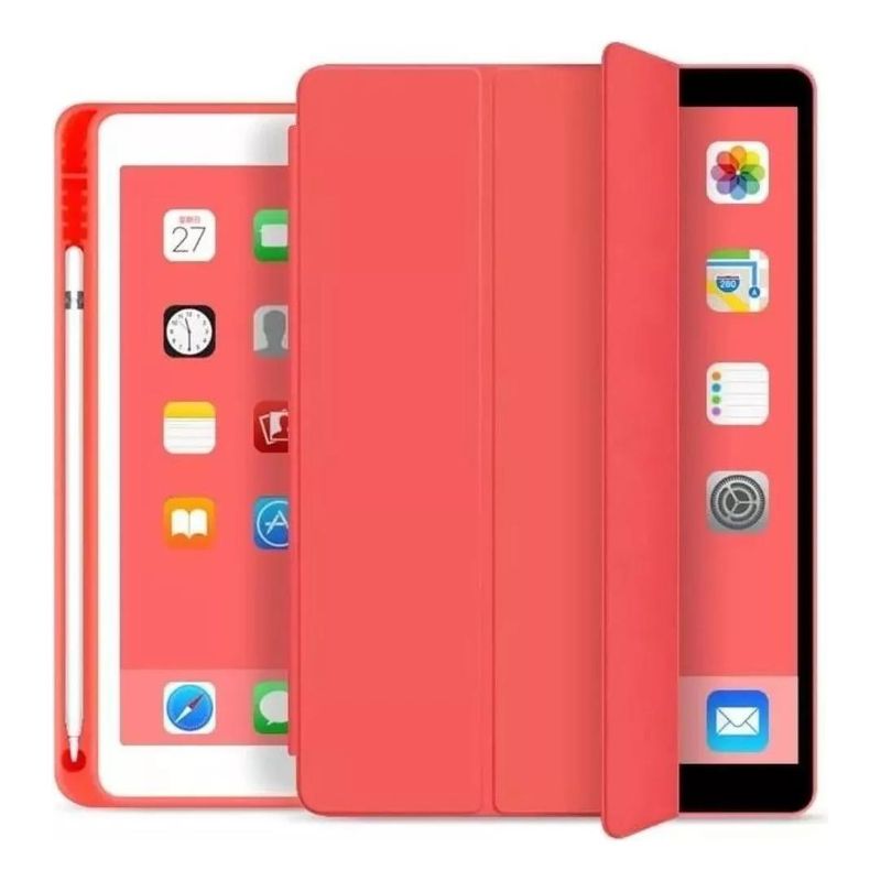 GENERICO - Funda Plegable Roja para iPad 102 con Soporte para Lápiz