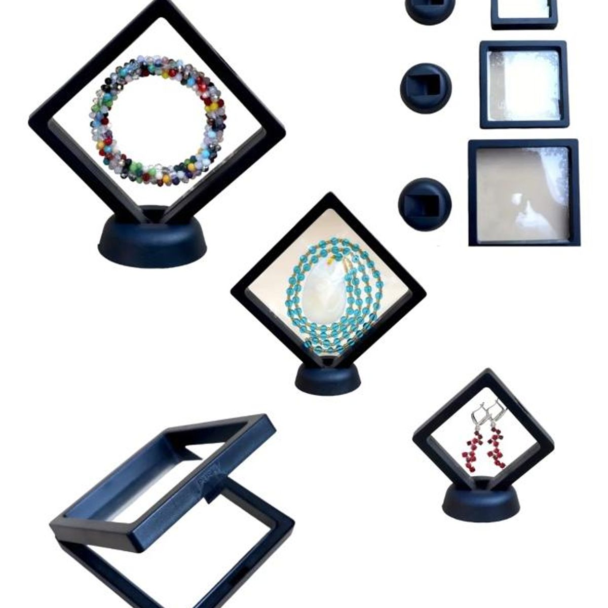 GENERICO - Expositor Flotante de Joyas y Monedas en Plástico Elegante