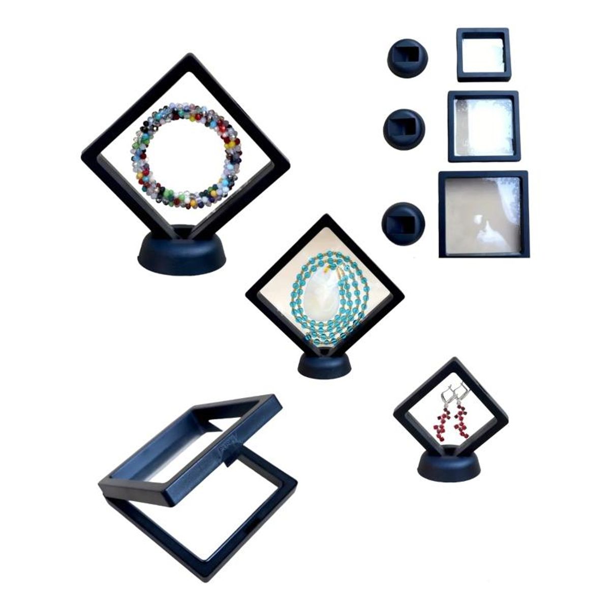 GENERICO - Expositor Flotante de Joyas y Monedas en Plástico Elegante