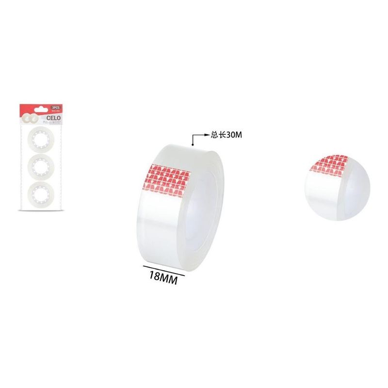 GENERICO - Pack de 36 Rollos de Cinta Adhesiva Transparente Brillante