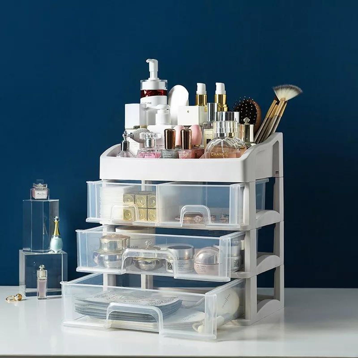 GENERICO - Organizador Práctico de Cosméticos con 3 Cajones Compactos