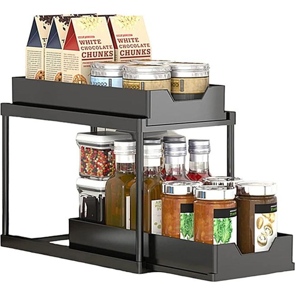 GENERICO - Estante Modular de Cocina Extensible en Negro para Especias