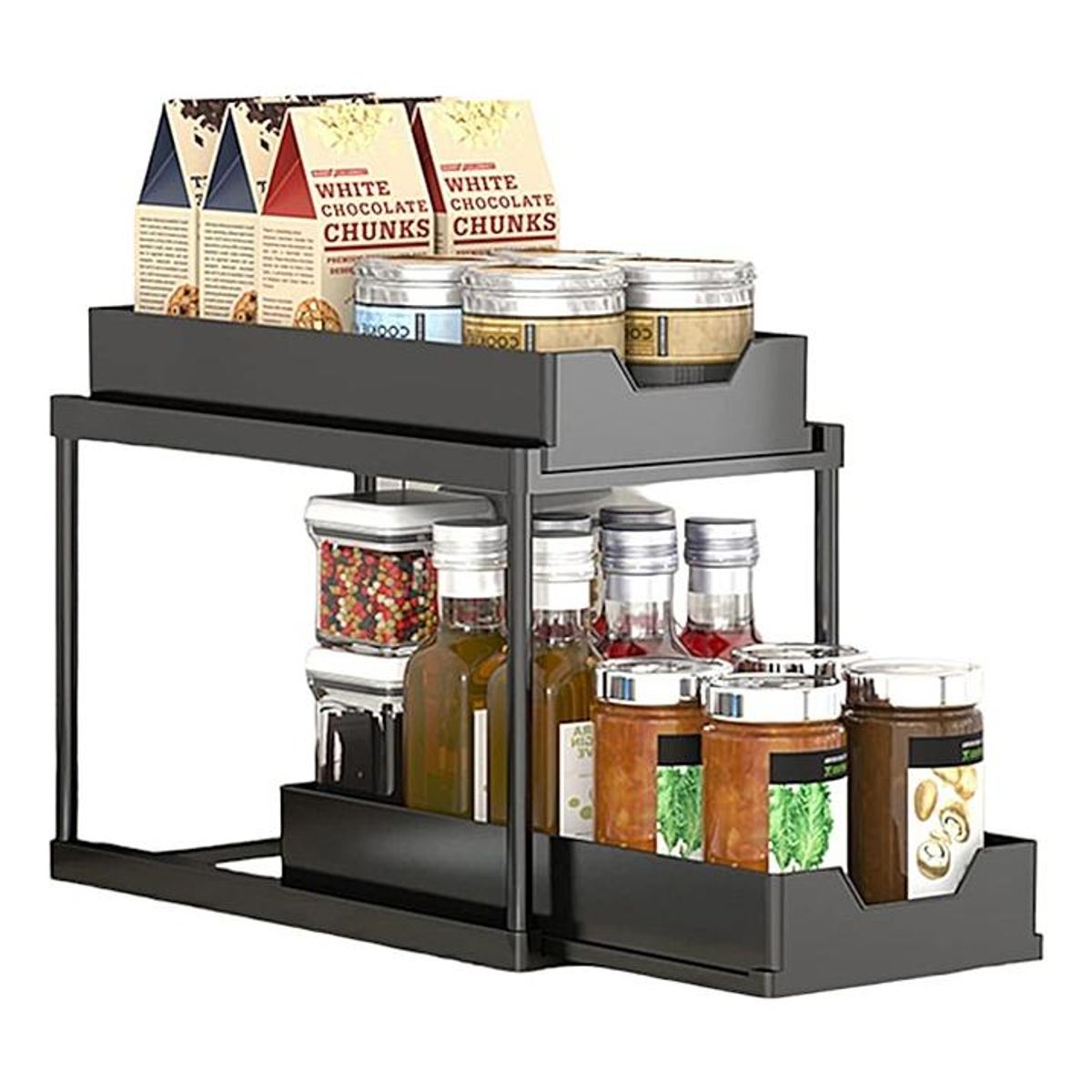 GENERICO - Estante Modular de Cocina Extensible en Negro para Especias