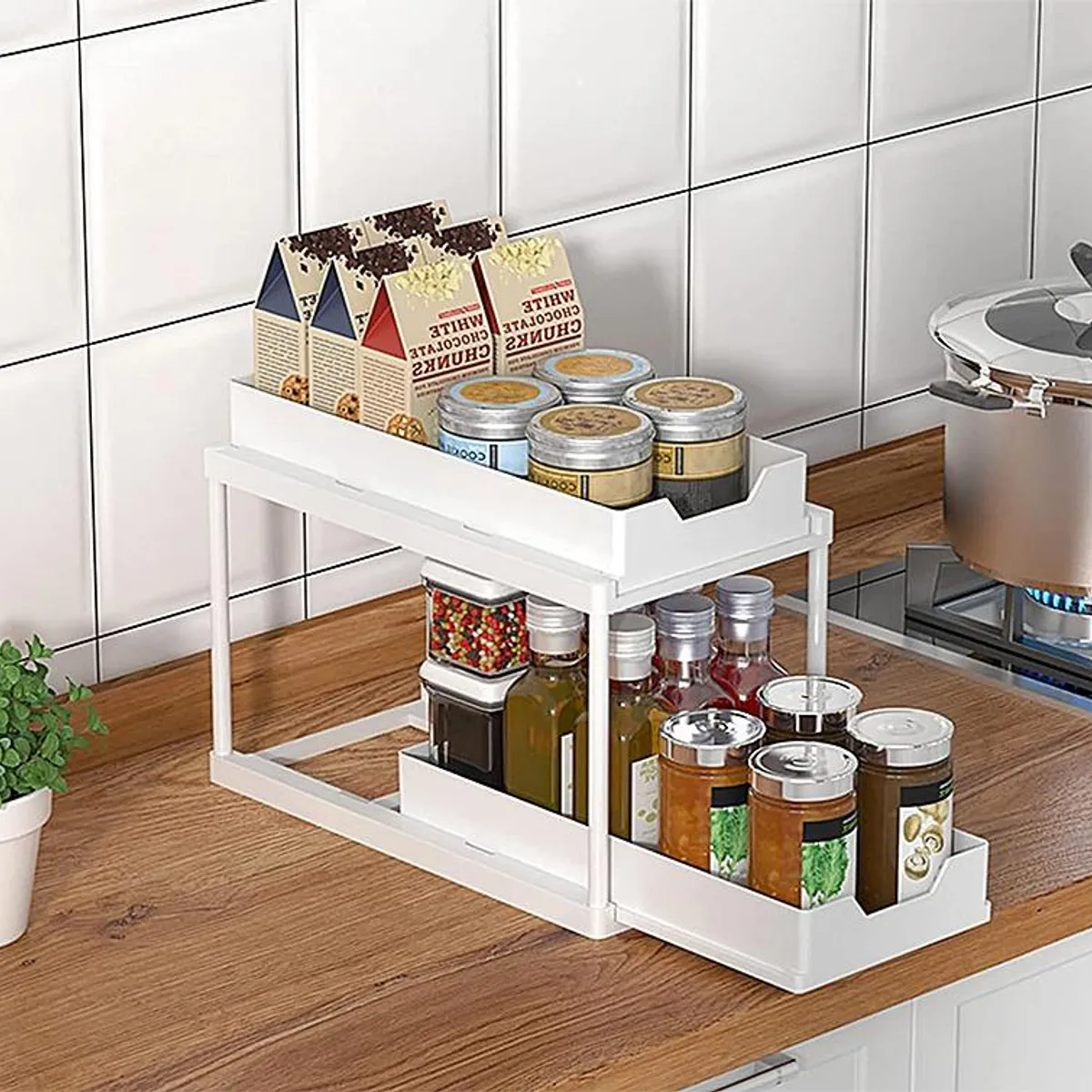 GENERICO - Estante Modular de Cocina Extensible en Negro para Especias