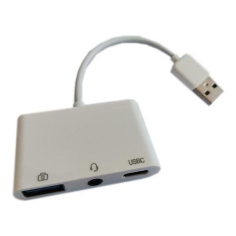 GENERICO - Hub Adaptador 3 en 1 USB-C AUX y USB 30 Compacto