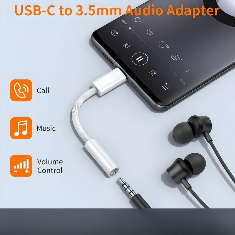 GENERICO - Adaptador USB-C a Jack 35mm para Auriculares Estándar