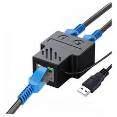 GENERICO - Divisor RJ45 a 2 Vías con Alimentación USB para Red