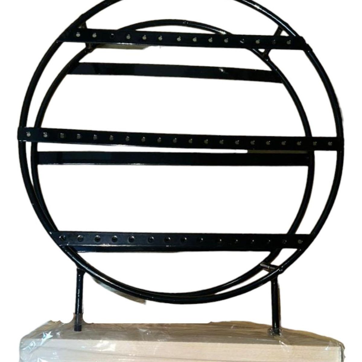 GENERICO - Soporte Giratorio para 50 Aros con Base de Madera Negra