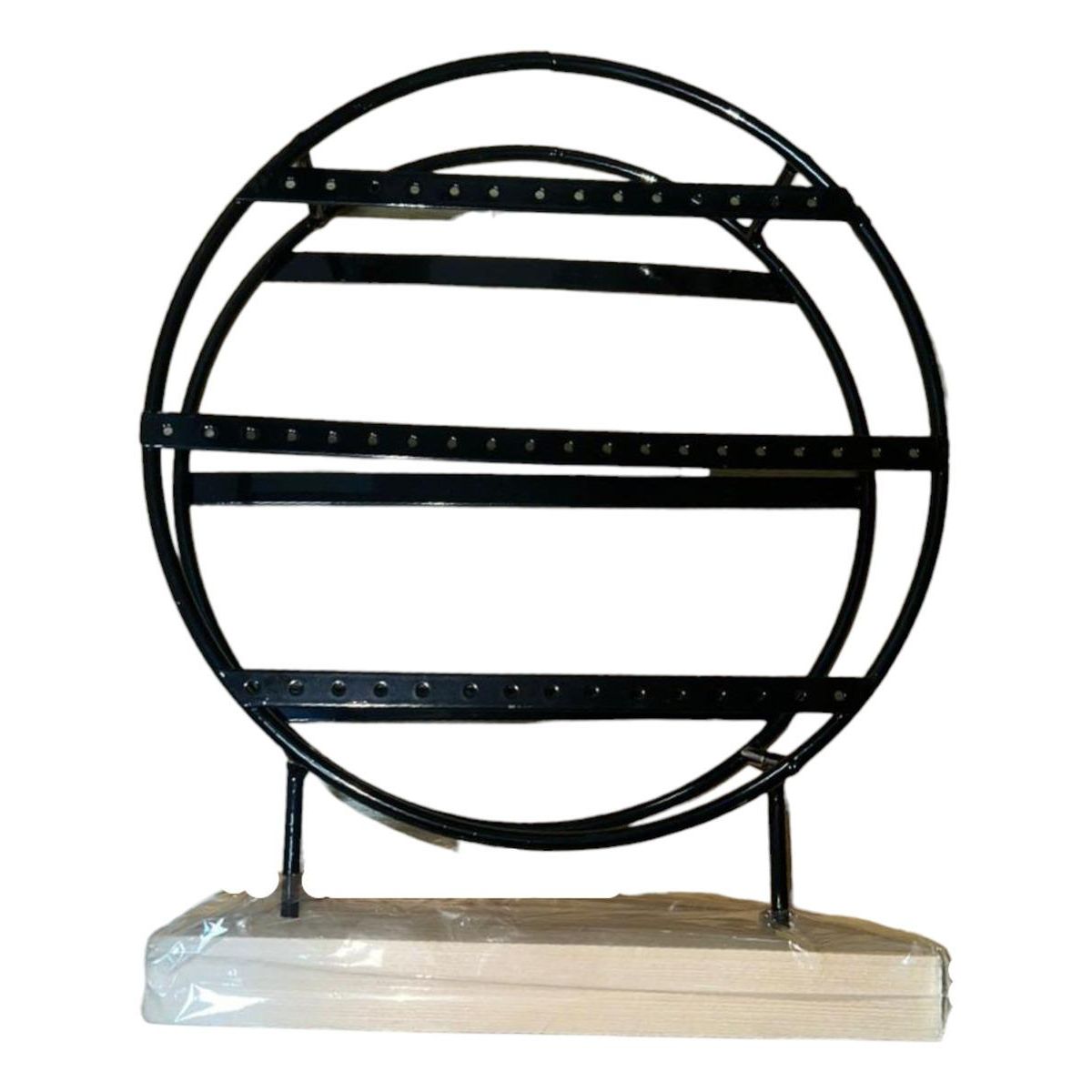 GENERICO - Soporte Giratorio para 50 Aros con Base de Madera Negra