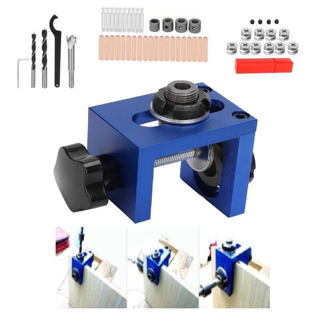 GENERICO - Guía de Perforación Ajustable para Carpintería en Madera