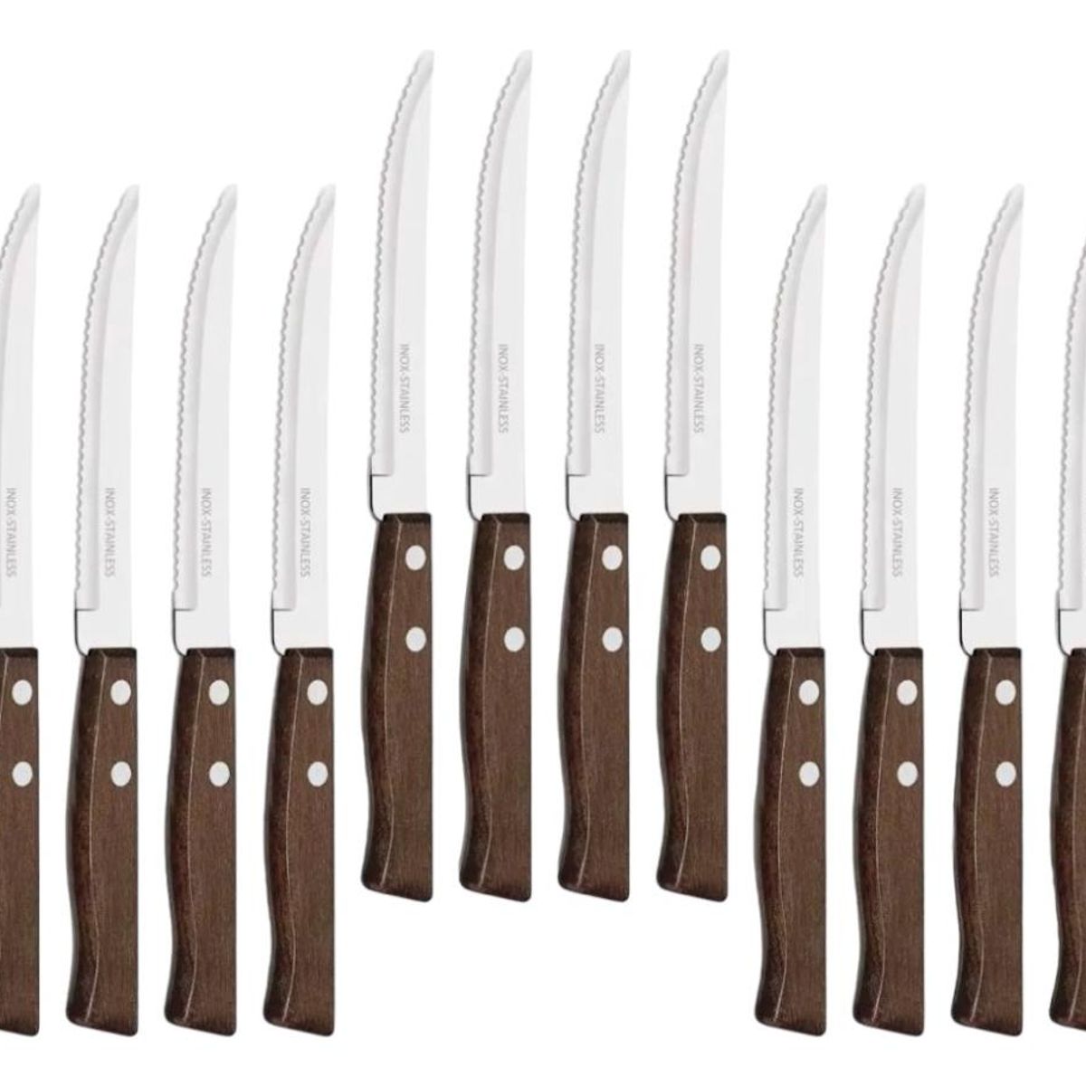 GENERICO - Set de 12 Cuchillos de Acero Inoxidable y Madera Elegante