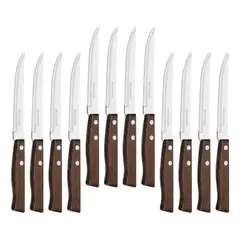 GENERICO - Set de 12 Cuchillos de Acero Inoxidable y Madera Elegante