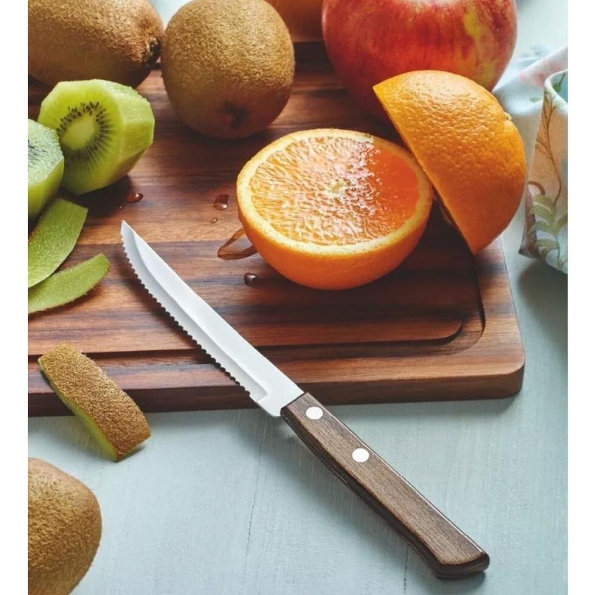 GENERICO - Set de 12 Cuchillos de Acero Inoxidable y Madera Elegante