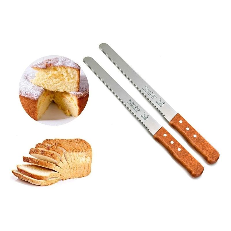 GENERICO - Pack de 2 Cuchillos de Sierra para Pan y Pasteles
