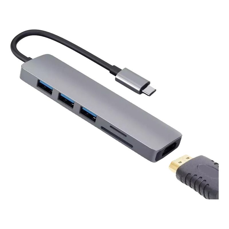 GENERICO - Adaptador 6 en 1 Tipo C USB 30 y Lector de Tarjetas SDTF