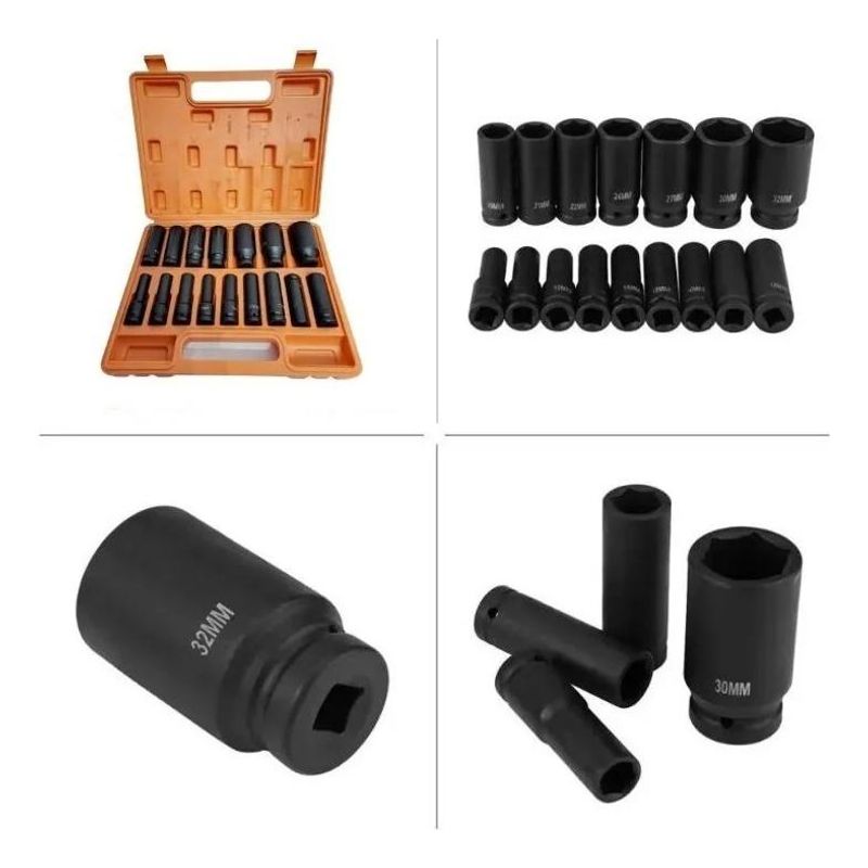 GENERICO - Kit de Dados Hexagonales Largos 16 Piezas de 10 a 32 mm