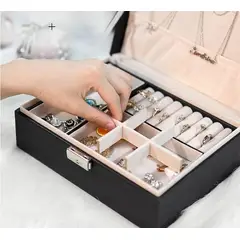 GENERICO - Estuche Joyero Doble en Cuero Sintético Elegante y Funcional