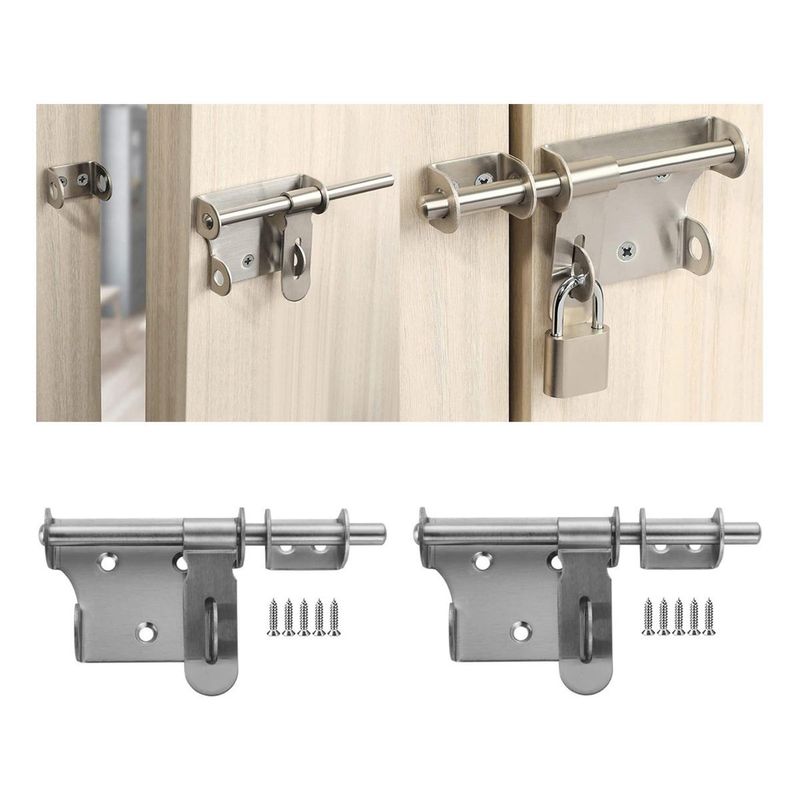 GENERICO - Pestillo de Acero Inoxidable para Puertas - 2 Piezas 16 cm