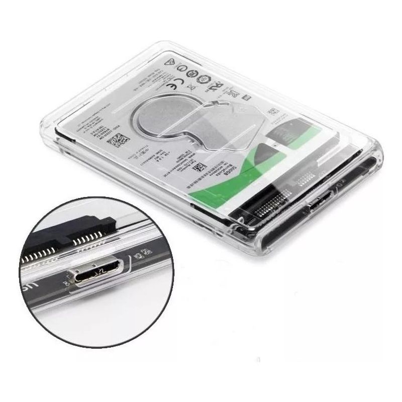 GENERICO - Cofre Transparente Portátil para Disco Duro SATA 25 USB 30