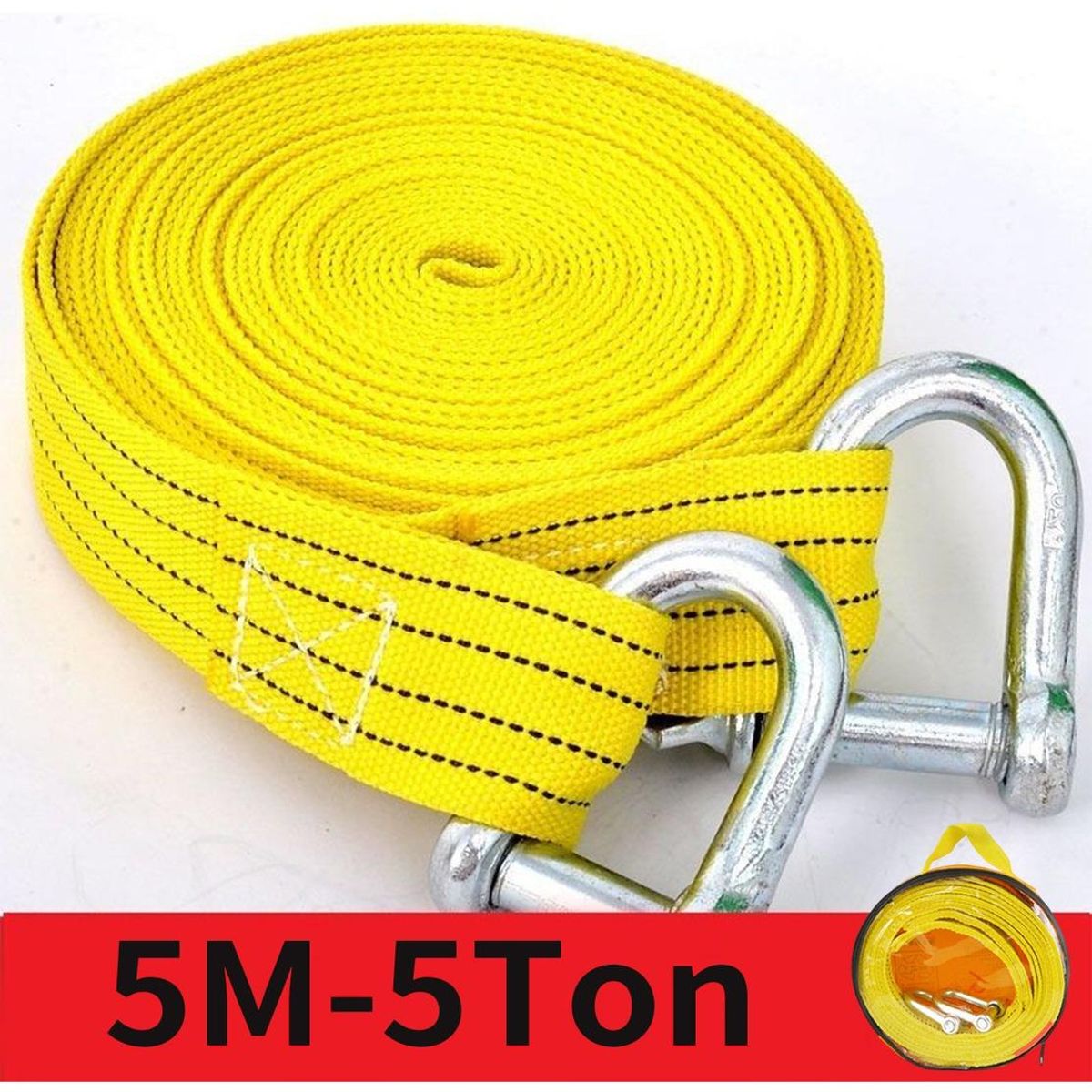 GENERICO - Eslinga de Amarre 5m Resistencia 5000 Kg Incluye Ganchos