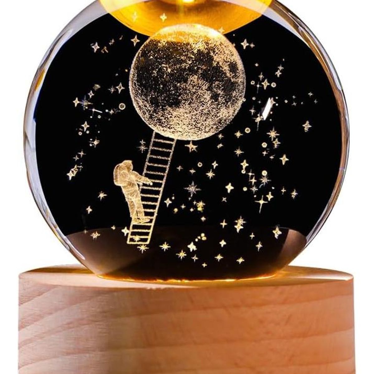 GENERICO - Luz Nocturna Astronauta Cristal con USB y Diseño Único