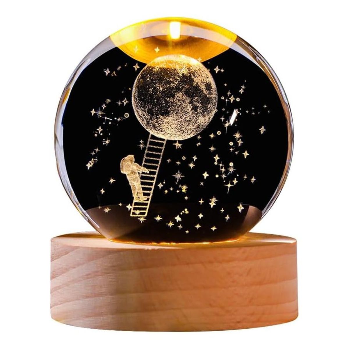 GENERICO - Luz Nocturna Astronauta Cristal con USB y Diseño Único