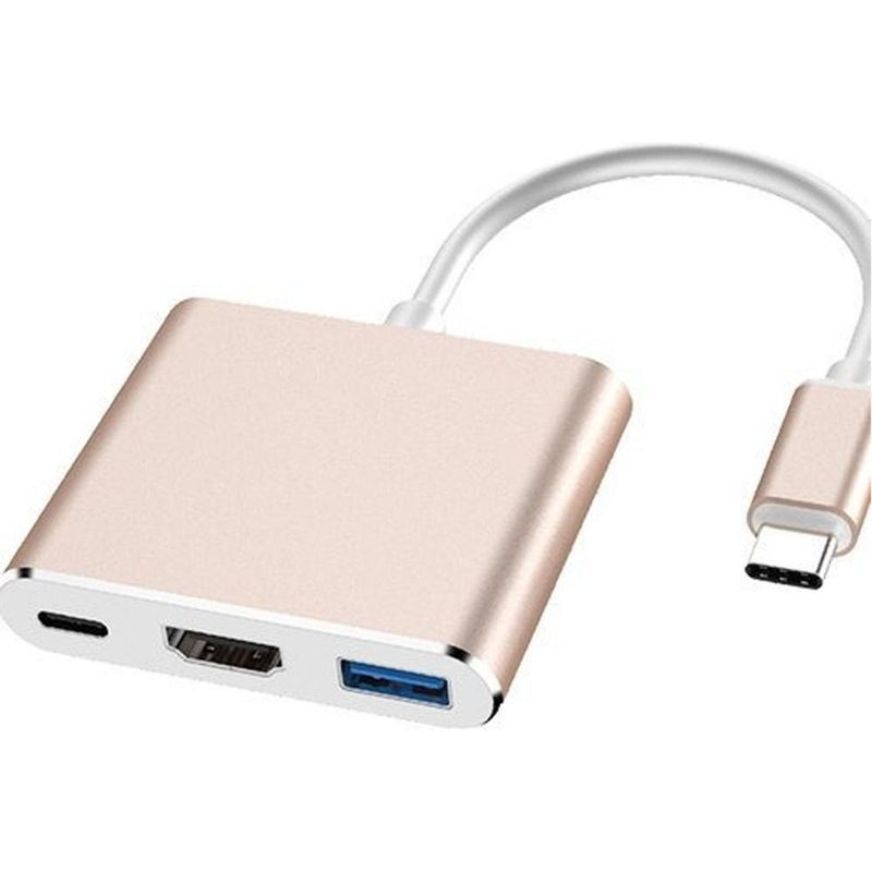 GENERICO - Adaptador 3 en 1 USB-C a HDMI 4K compacto y elegante