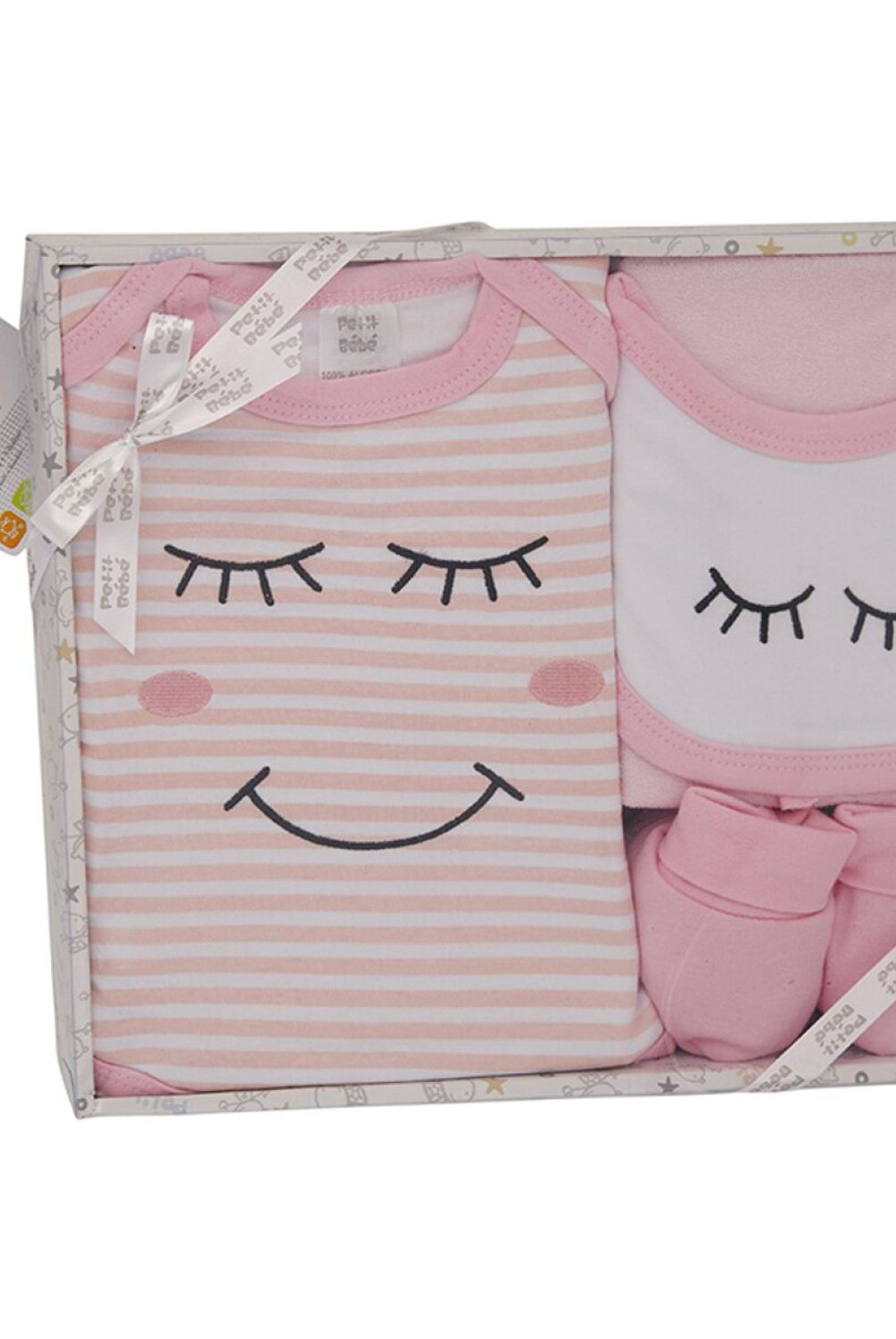 PETIT BEBE SETS - Set Ajuar Body+Botitas+Babero+Toalla Celeste 1659c