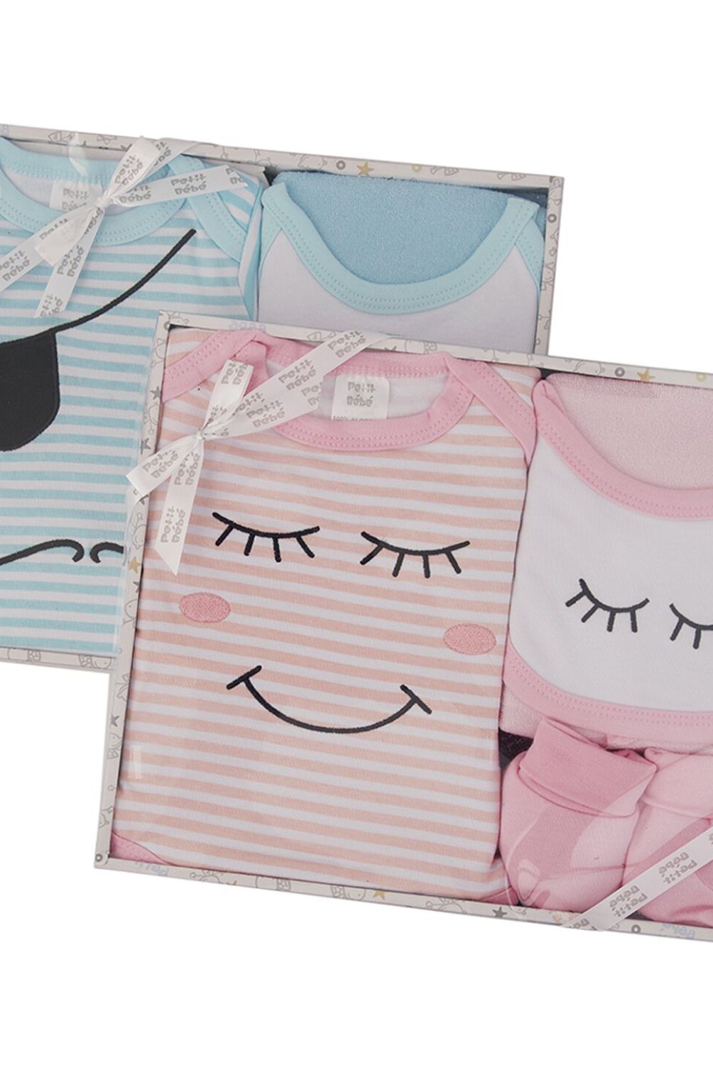 PETIT BEBE SETS - Set Ajuar Body+Botitas+Babero+Toalla Celeste 1659c