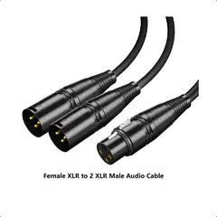 GENERICO - Divisor de Audio XLR Hembra a 2 Macho 1m - Alta Fidelidad