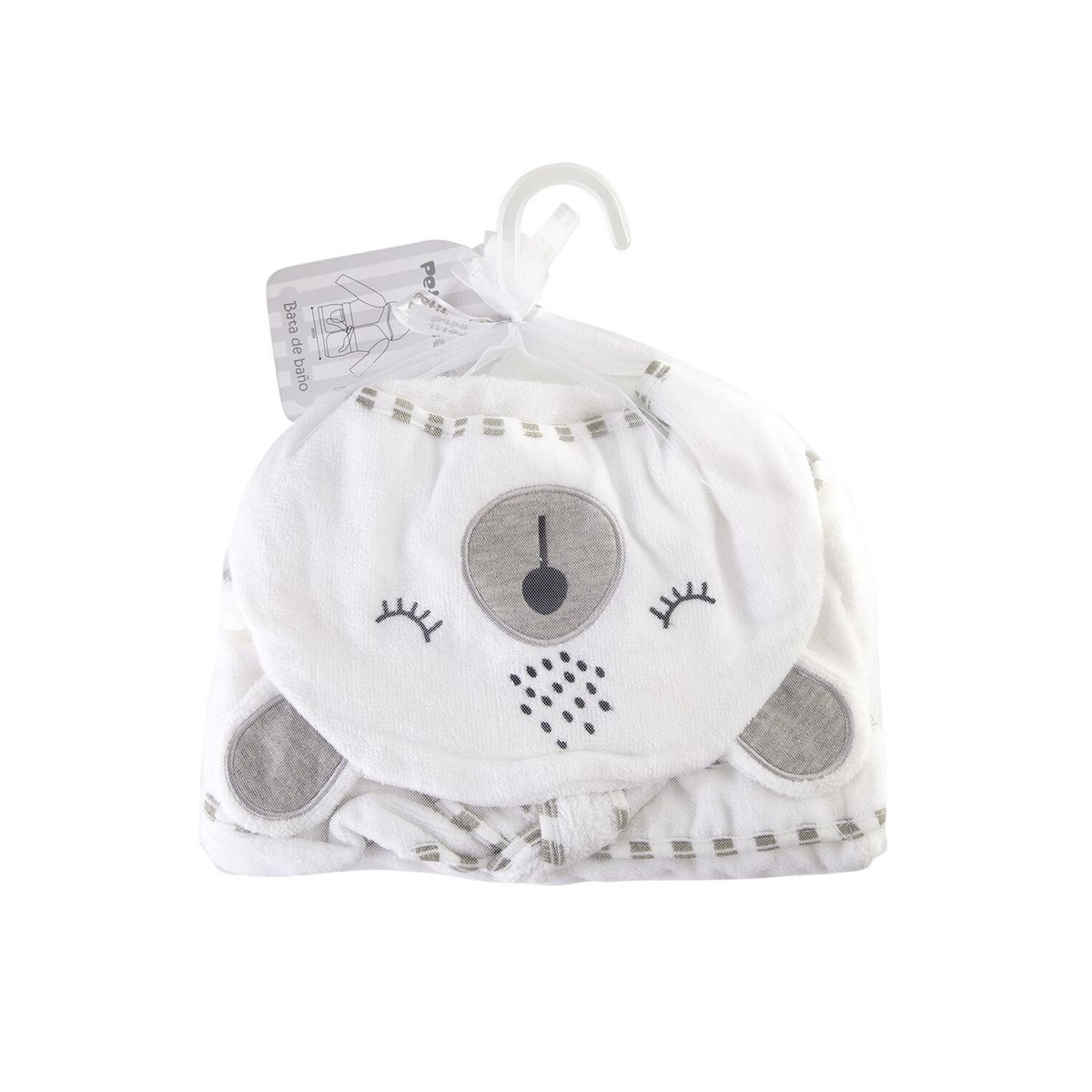 PETIT BEBE SETS - Bata de Baño con Capucha 100% Algodón Blanca 405