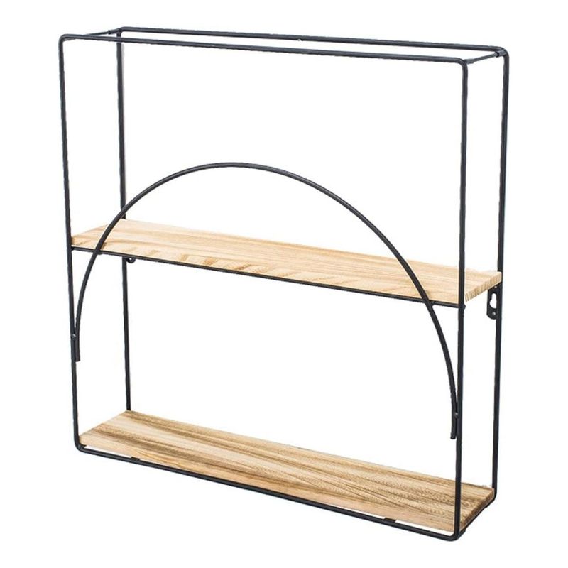 GENERICO - Repisa Flotante Cuadrada de Metal y Madera para Pared