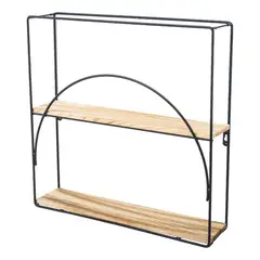 GENERICO - Repisa Flotante Cuadrada de Metal y Madera para Pared