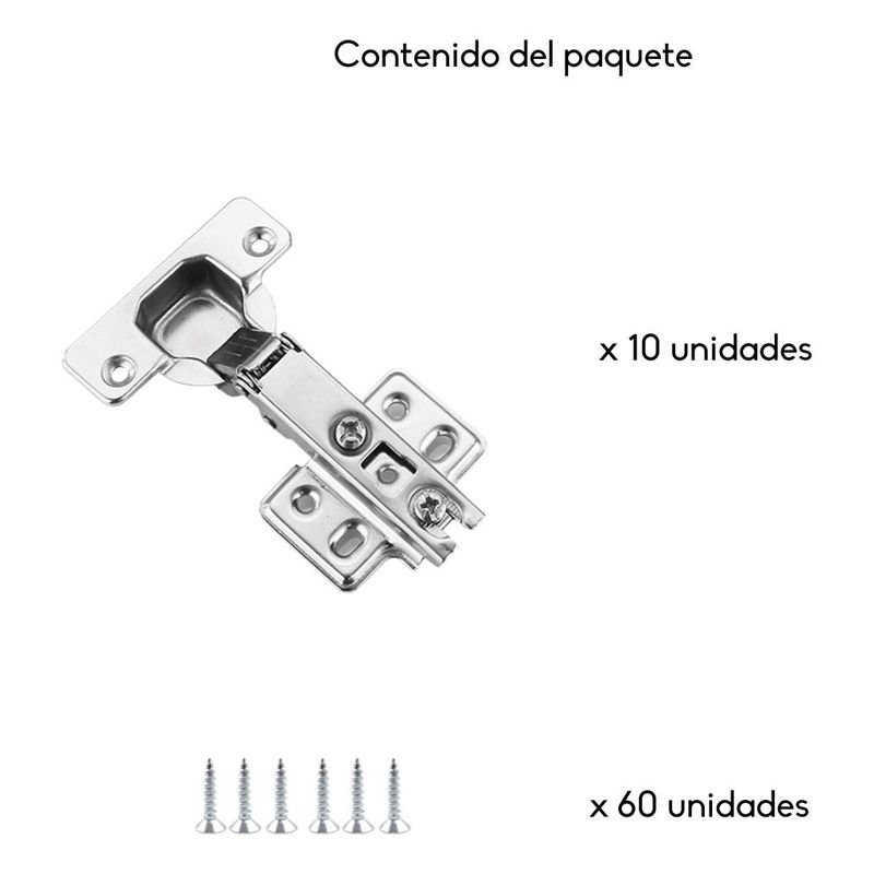 GENERICO - Juego de 10 Bisagras de Cazoleta con Tornillos para Muebles