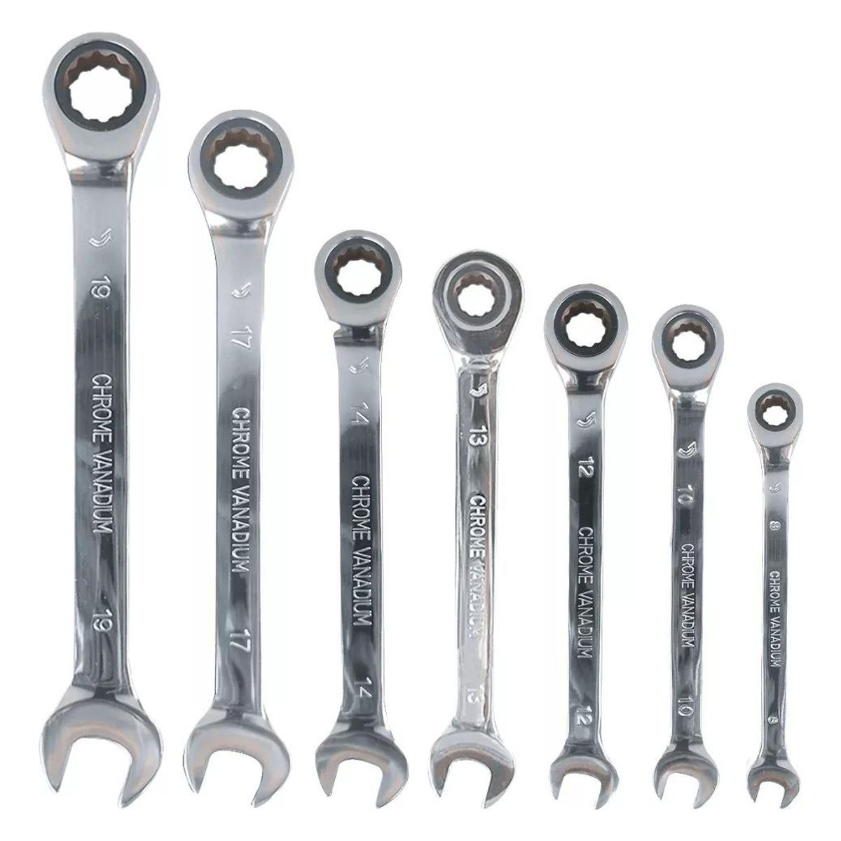 GENERICO - Juego de 7 Llaves Combinadas con Trinquete Ergonómico