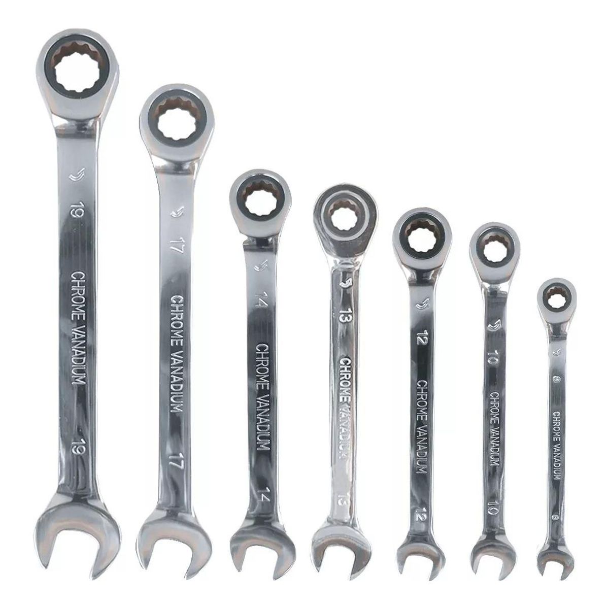 GENERICO - Juego de 7 Llaves Combinadas con Trinquete Ergonómico