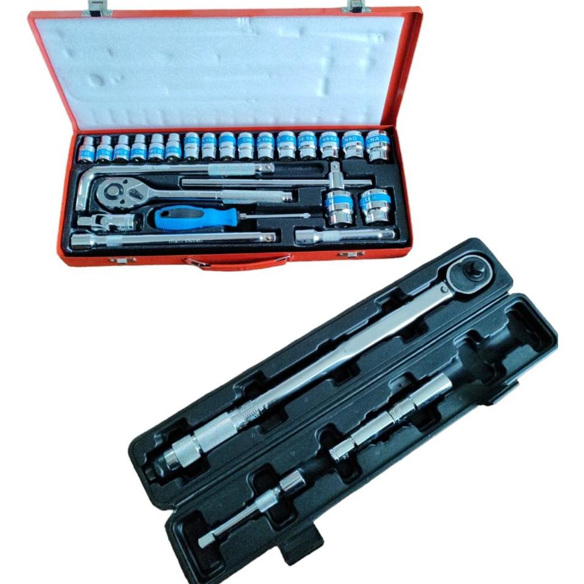 GENERICO - Caja de 25 Piezas con Dados Chicharra y Torquímetro