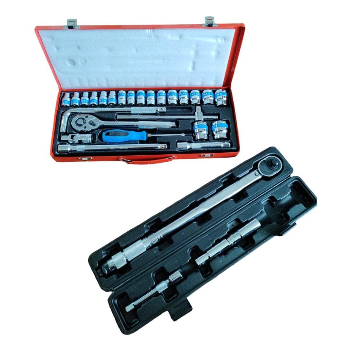 GENERICO - Caja de 25 Piezas con Dados Chicharra y Torquímetro