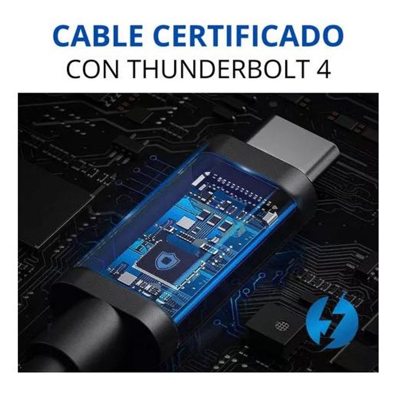 GENERICO - Cable Thunderbolt 4 USB-C 1m con carga rápida y alta velocidad