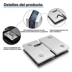 GENERICO - Bisagras de Acero Inoxidable 180° para Puertas de Vidrio