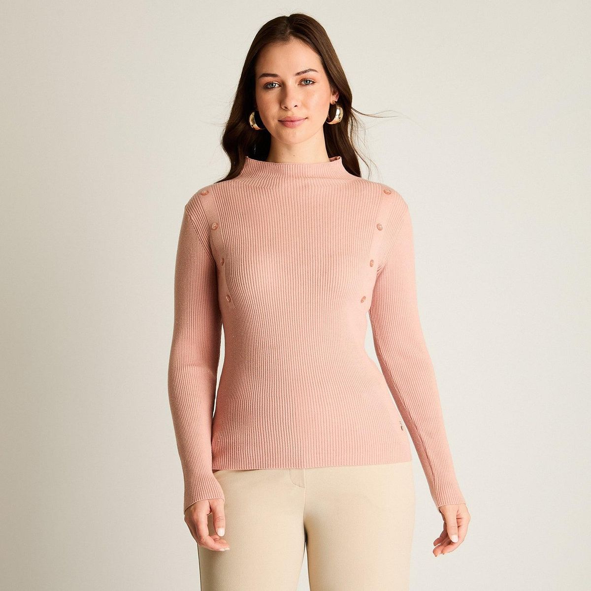 LORENZO DI PONTTI - Sweater Rosado con Detalles Decorativos