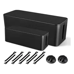 GENERICO - Caja Organizadora de Cables para Escritorio - 2 Piezas