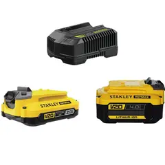 STANLEY - Kit 2 Baterías 2ah/4ah+ Cargador 4ah 20v SCB224CK