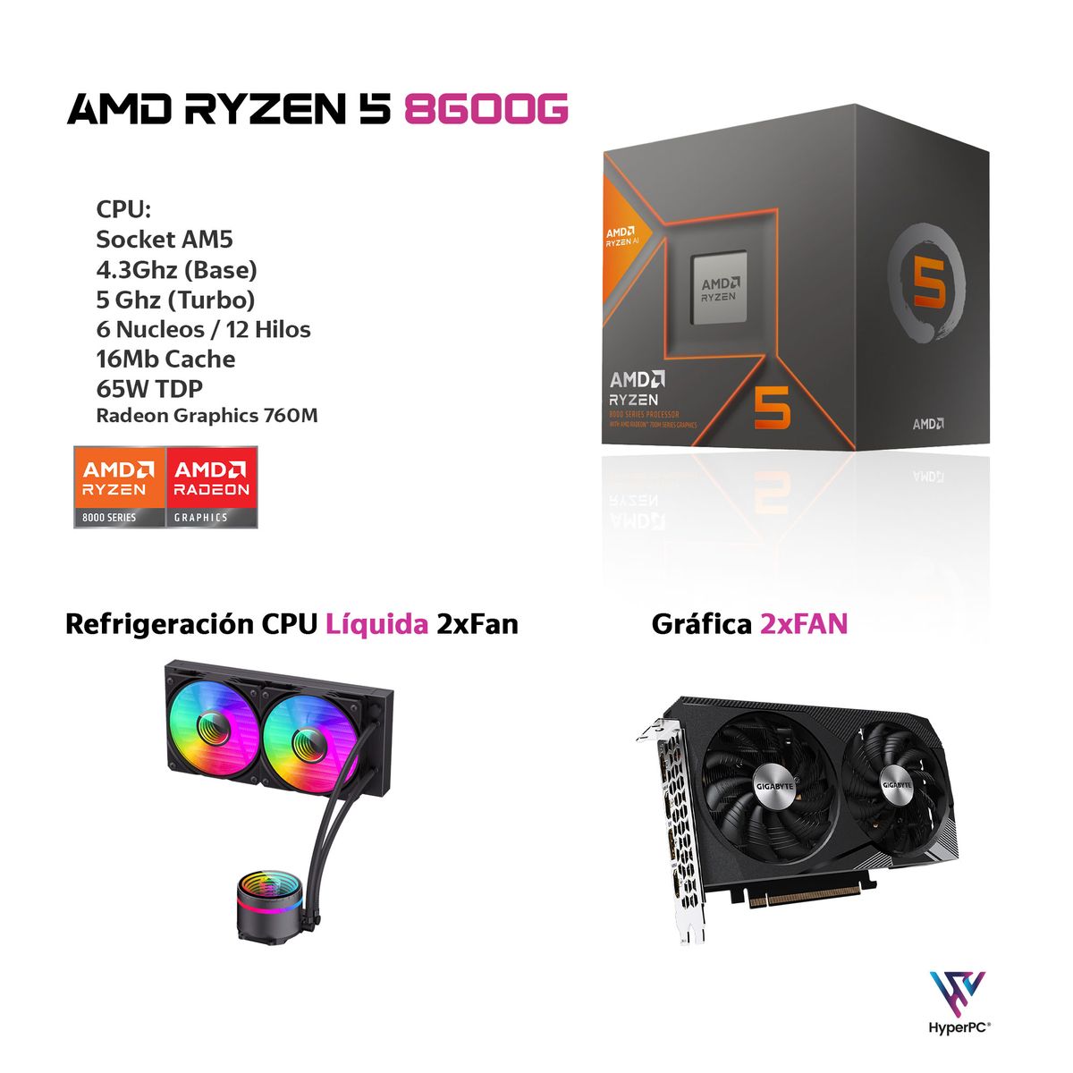 HYPERPC - PC GAMER AMD RYZEN 5 8600G 64Gb DDR5 2Tb RTX 5060 Ti