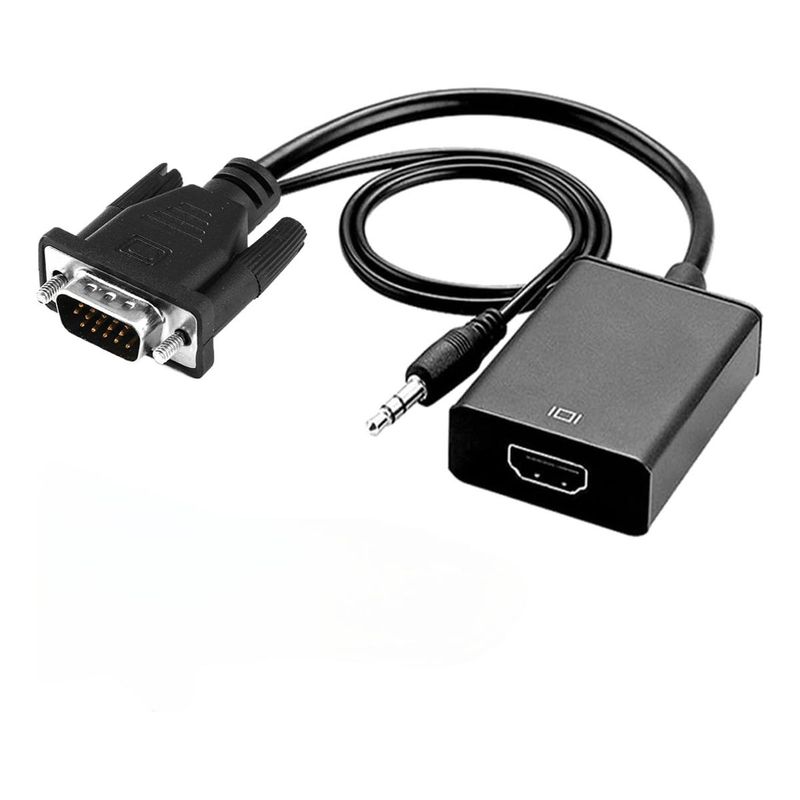 GENERICO - Adaptador VGA a HDMI Full HD con Soporte de Audio 1080P