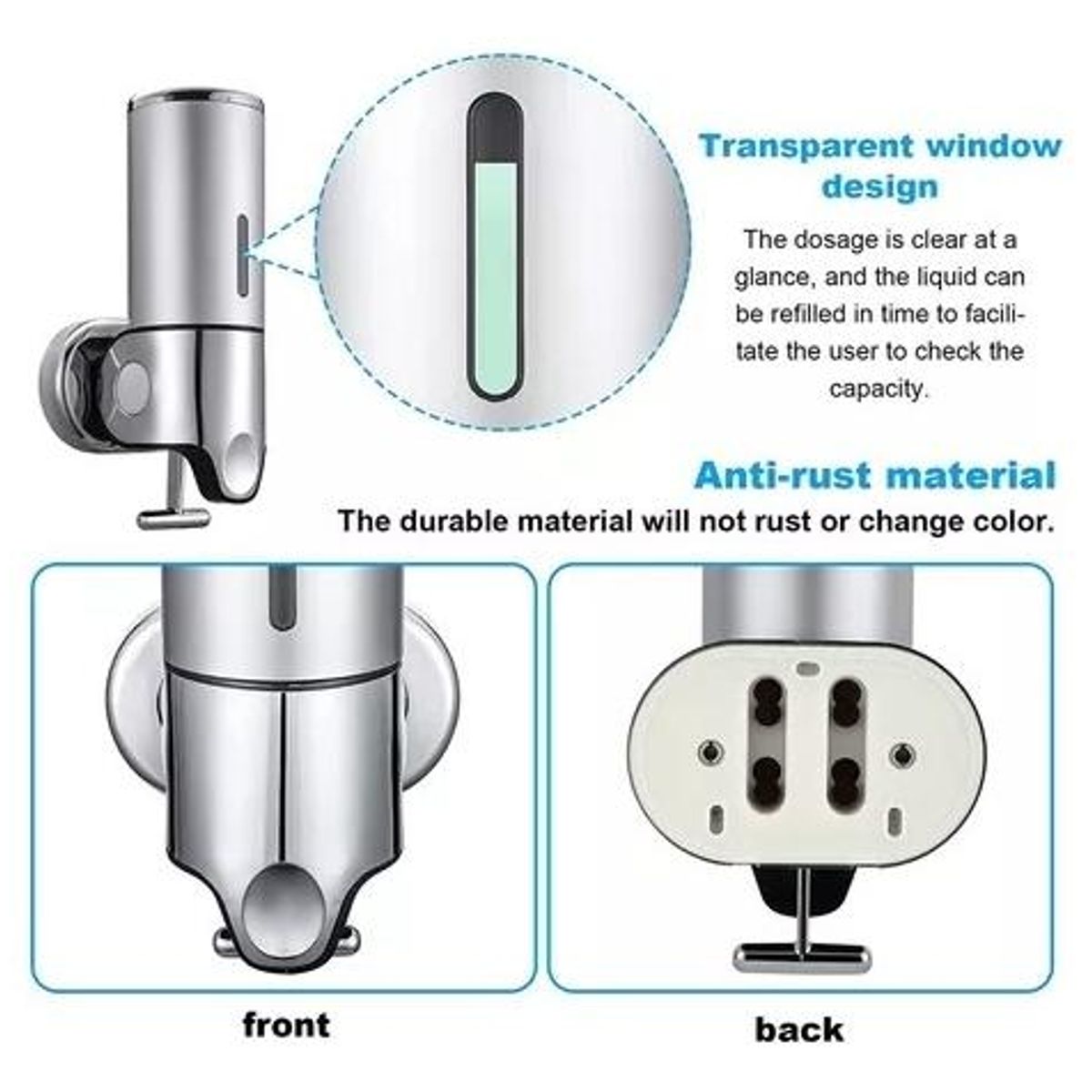 GENERICO - Dispensador de Bomba de Ducha Montado en Pared Transparente