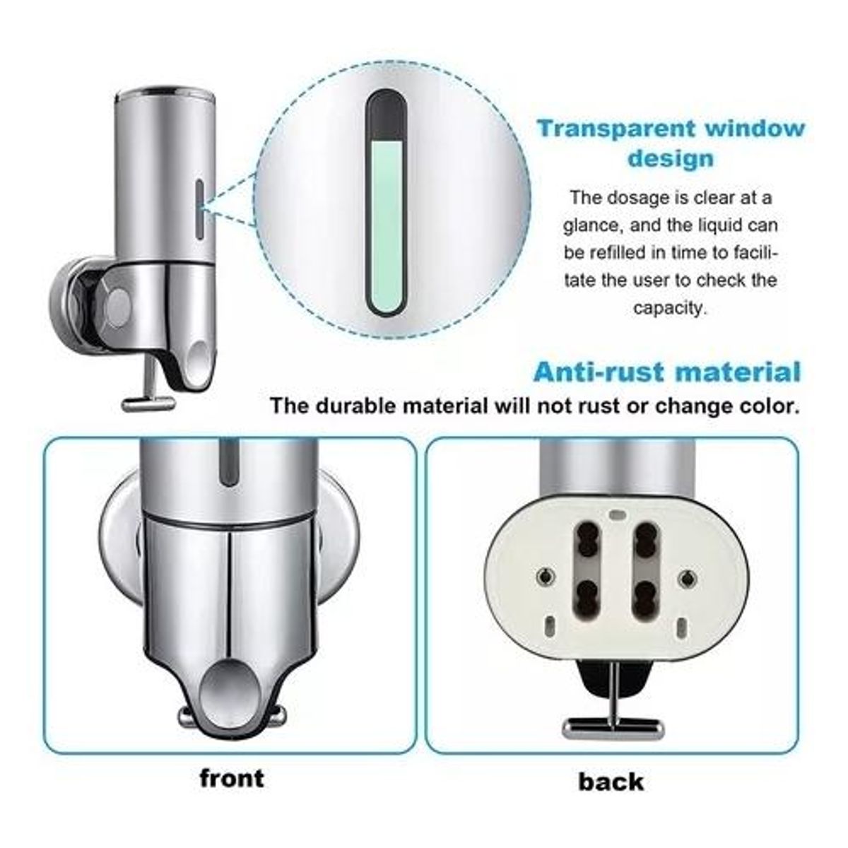 GENERICO - Dispensador de Bomba de Ducha Montado en Pared Transparente